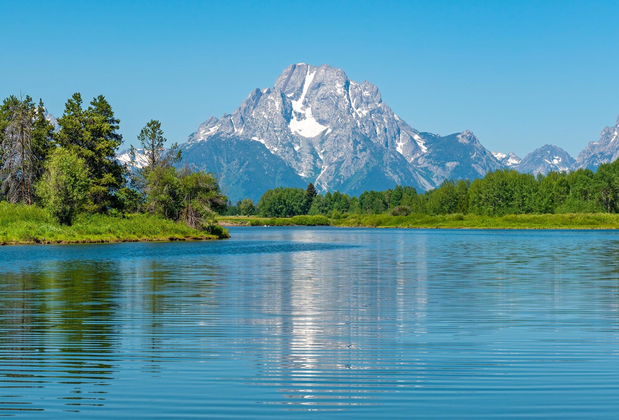 Tetons Reflected On The Snake River