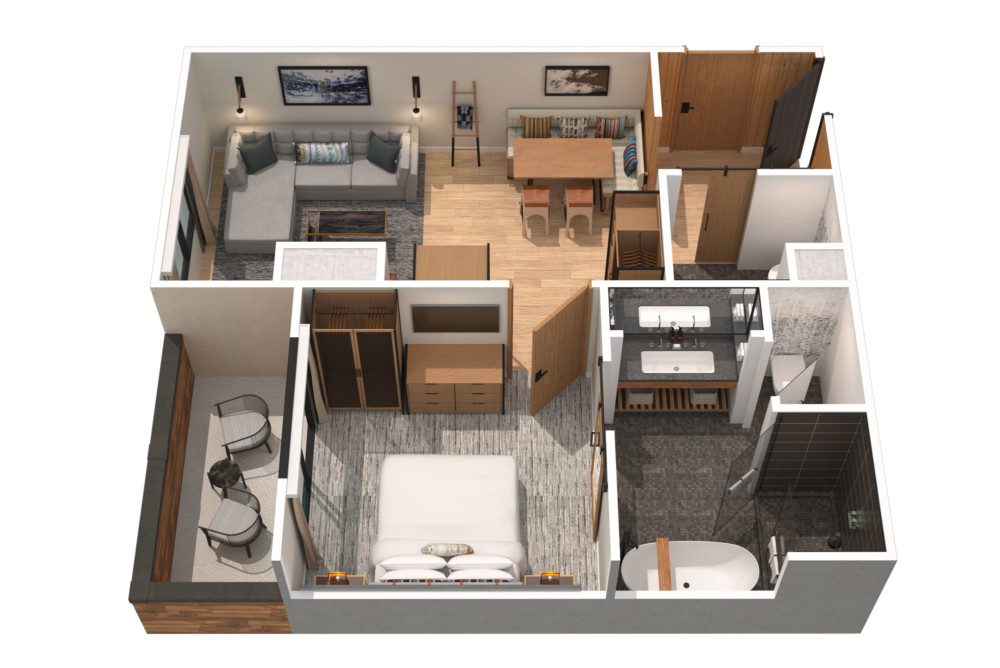 One Bedroom Suite with Balcony Floorplan