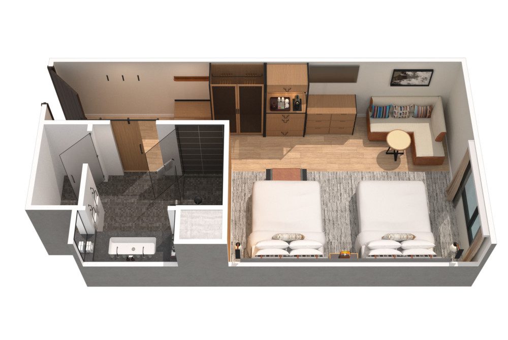 Two Queen Guestroom Floorplan