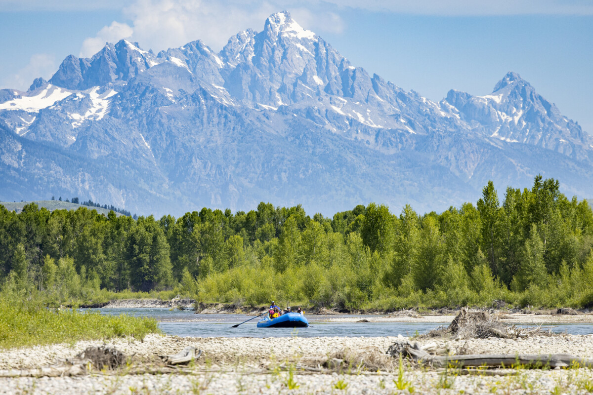 Dave Hansen scenic float with Tetons