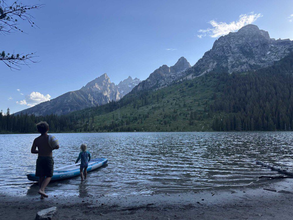 Family at String Lake in in Grand Teton National Park